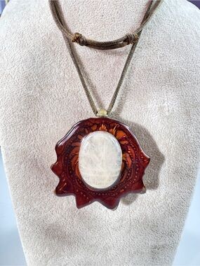 Rare Opal Third Eye Pine Cone Pendant Necklace
